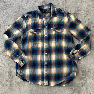 Gap + Pendleton Long Sleeve Button Up Flannel Shirt Top Women's MEDIUM Plaid